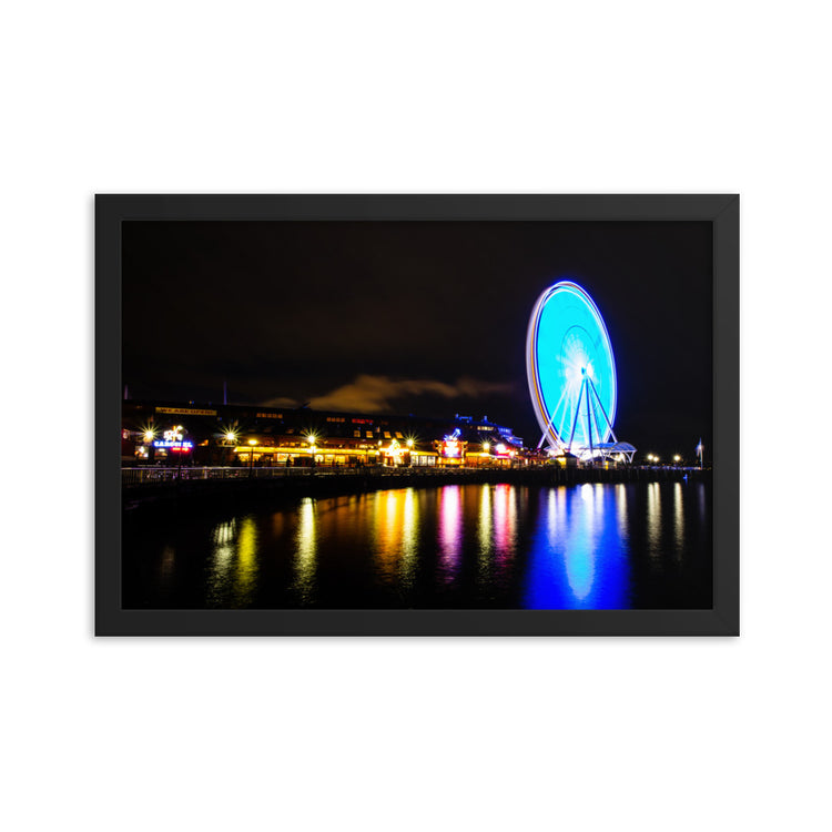 Seattle's Waterfront Park at Night Framed Print
