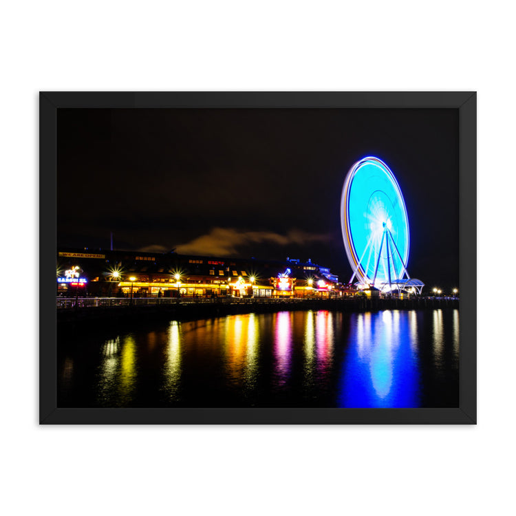 Seattle's Waterfront Park at Night Framed Print