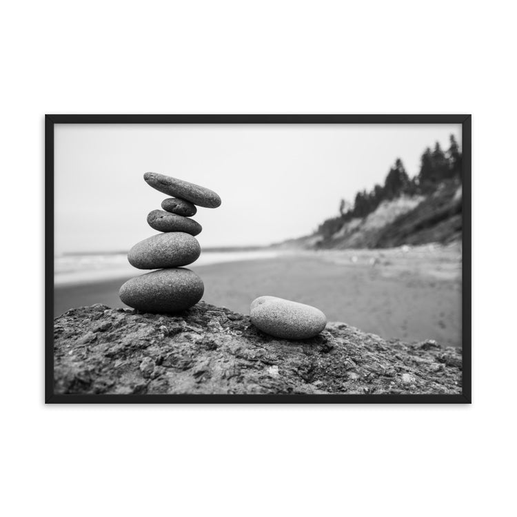 Ruby Beach Cairn Framed Print