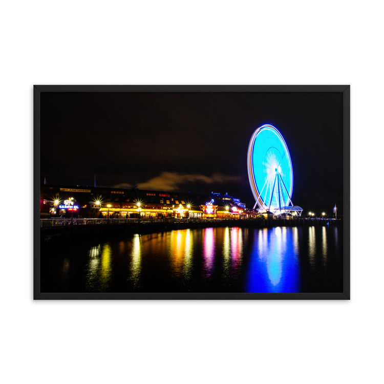 Seattle's Waterfront Park at Night Framed Print