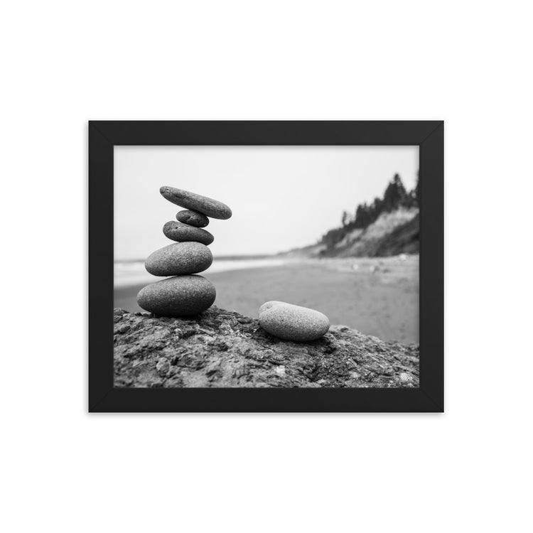 Ruby Beach Cairn Framed Print
