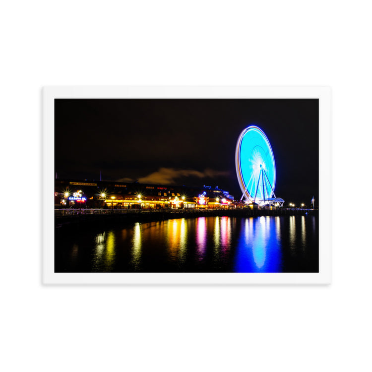 Seattle's Waterfront Park at Night Framed Print