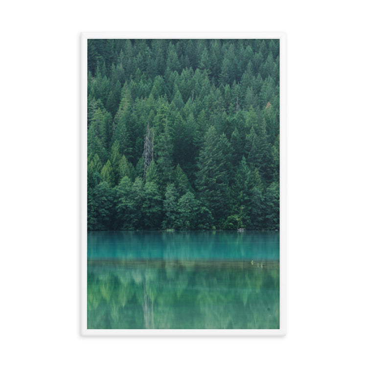 Reflejo del lago Diablo Lámina enmarcada