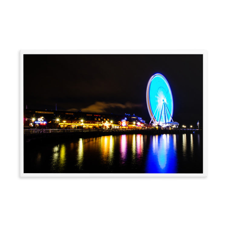 Seattle's Waterfront Park at Night Framed Print