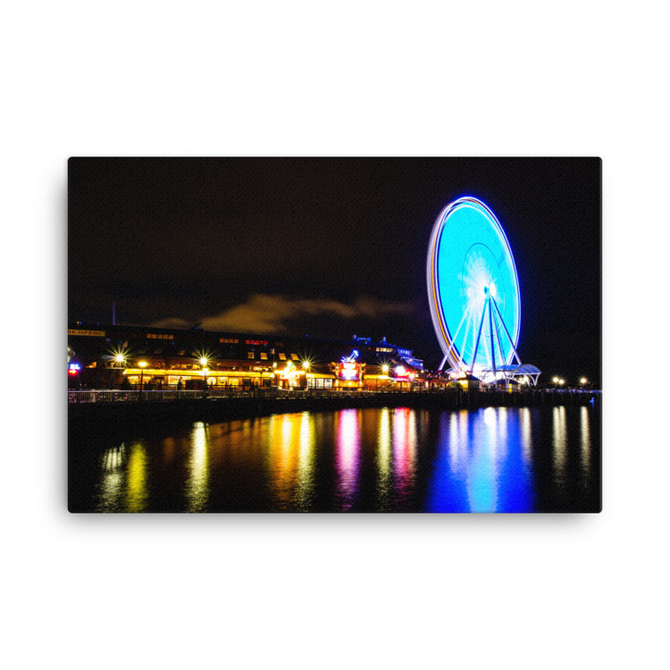 Seattle's Waterfront Park at Night Canvas Print