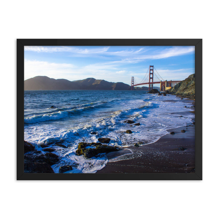 Lámina enmarcada Atardecer en el puente Golden Gate