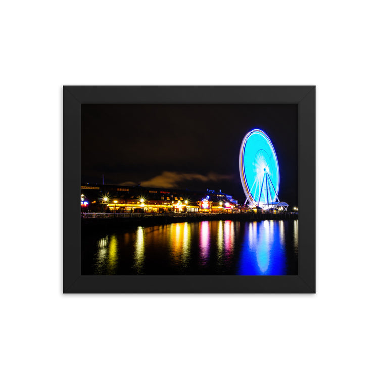 Seattle's Waterfront Park at Night Framed Print