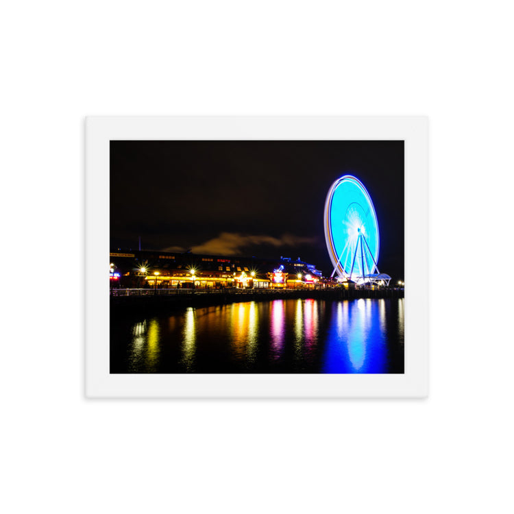 Seattle's Waterfront Park at Night Framed Print