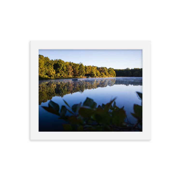 Autumn Morning Lake Mist Framed Print